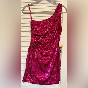 New with tags Fuchsia sequence mini dress. Size S